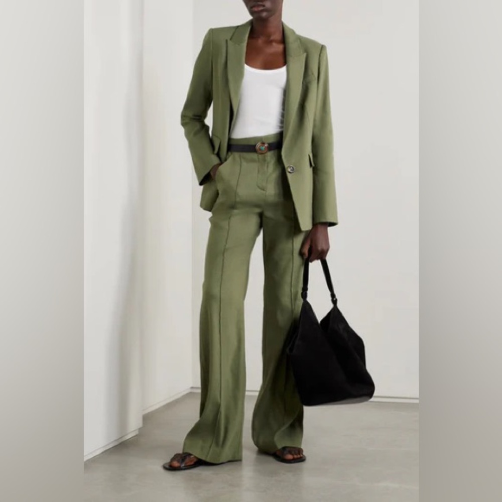 Veronica Beard Noda Linen Straight Leg Trousers size 2 - Picture 11 of 13